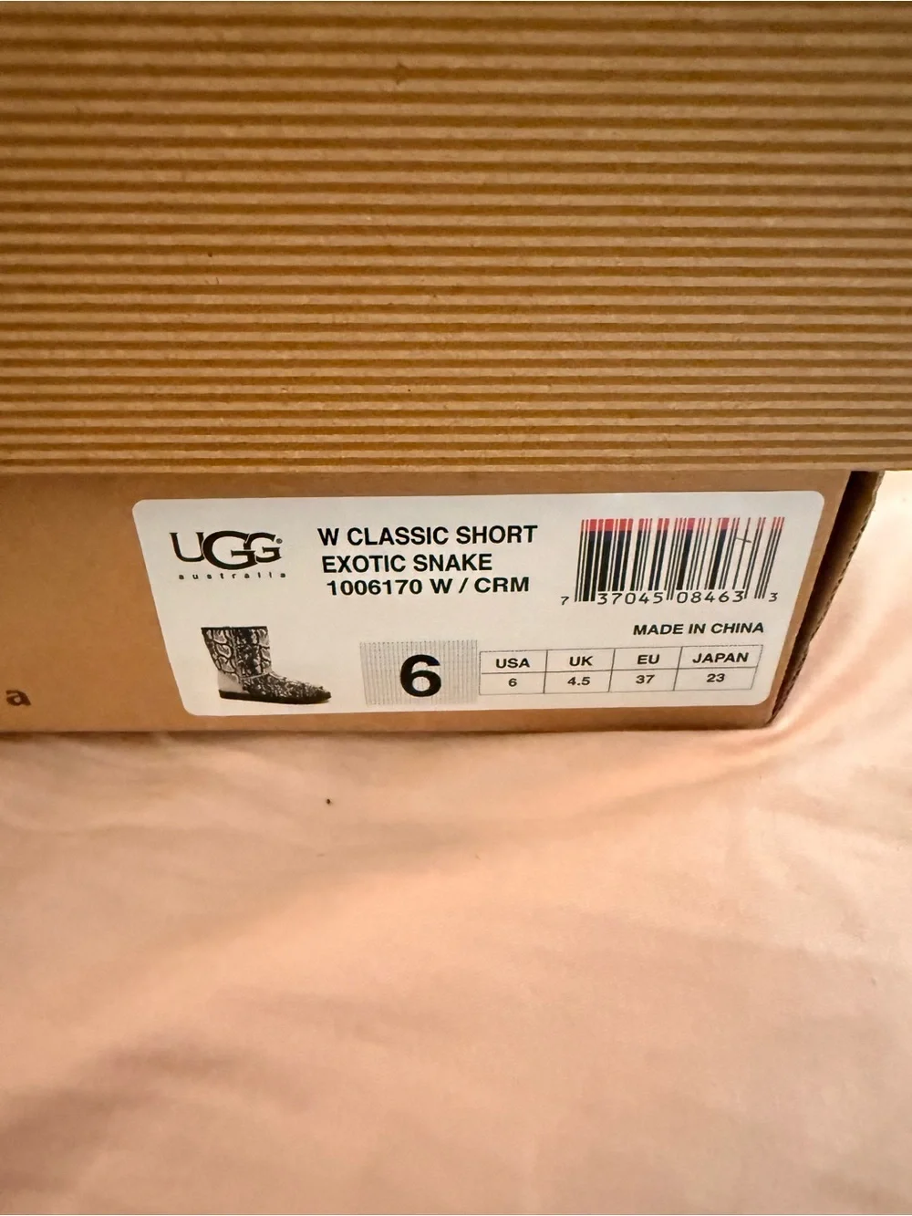 UGG W Classic Short Exotic Snake Boots - Black & Cream